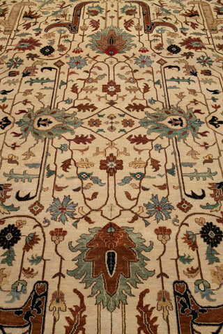 Beige Cream Rust Serapi Persian Retro High Quality Hand Knotted 100% Wool Rug, Rug