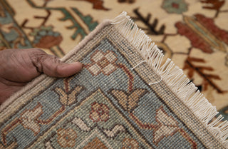 Beige Cream Rust Serapi Persian Retro High Quality Hand Knotted 100% Wool Rug, Rug
