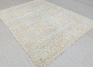 Silver Grey Blue Muted Neutral Look Modern Oushak Rug Premium Wool Hand Knotted Turkish Inspired, #1700