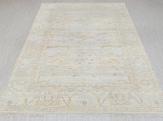 Silver Grey Blue Muted Neutral Look Modern Oushak Rug Premium Wool Hand Knotted Turkish Inspired, #1700