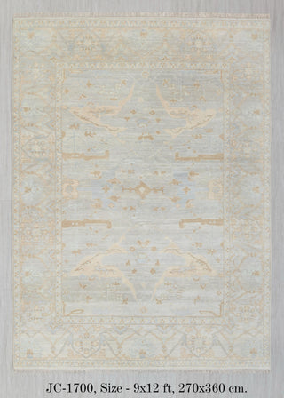 Silver Grey Blue Muted Neutral Look Modern Oushak Rug Premium Wool Hand Knotted Turkish Inspired, #1700