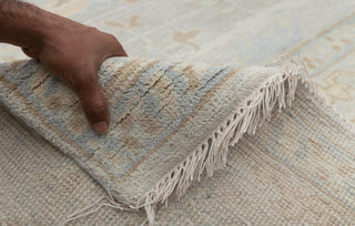 Silver Grey Blue Muted Neutral Look Modern Oushak Rug Premium Wool Hand Knotted Turkish Inspired, #1700