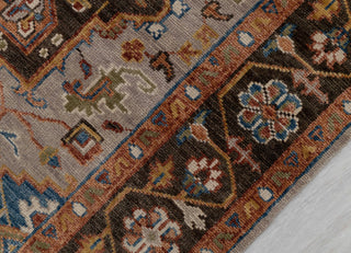 Gray Chocolate Brown Modern Serapi Heriz Style Rug 100% Handknotted Wool Rug
