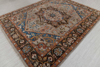 Gray Chocolate Brown Modern Serapi Heriz Style Rug 100% Handknotted Wool Rug