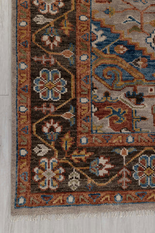 Gray Chocolate Brown Modern Serapi Heriz Style Rug 100% Handknotted Wool Rug