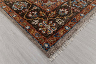 Gray Chocolate Brown Modern Serapi Heriz Style Rug 100% Handknotted Wool Rug