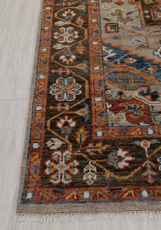 Gray Chocolate Brown Modern Serapi Heriz Style Rug 100% Handknotted Wool Rug
