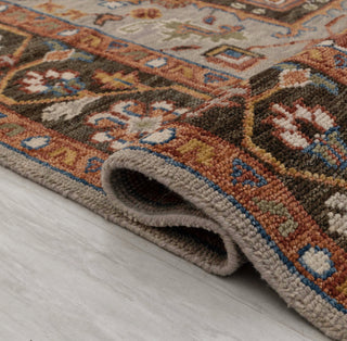 Gray Chocolate Brown Modern Serapi Heriz Style Rug 100% Handknotted Wool Rug