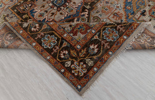 Gray Chocolate Brown Modern Serapi Heriz Style Rug 100% Handknotted Wool Rug