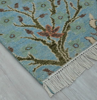 2.6x12 Runner Blue Birds Life Tree Hand Knotted High Quality #JC-5283