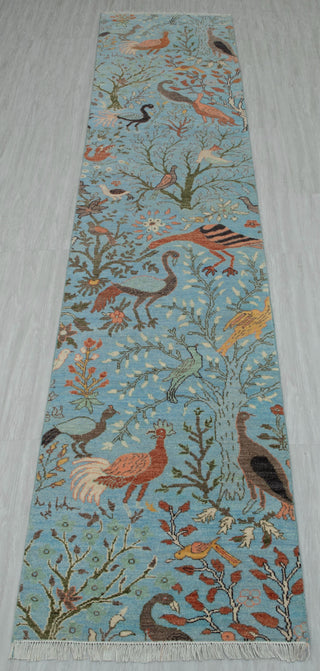 2.6x12 Runner Blue Birds Life Tree Hand Knotted High Quality #JC-5283