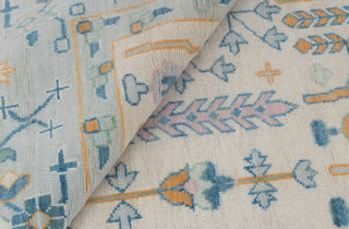 Cream Blue Garden Pine Tree Of life Rug Modern Oushak Rug Premium Wool Hand Knotted Turkish Inspired, #2774