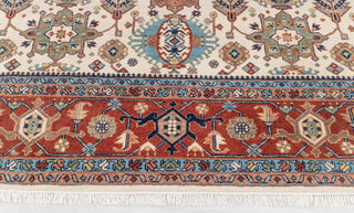 10x14 Ivory Red Floral Persian Style Antique Rug | Bedroom Rug | Hand Knotted Wool Rug, Classic Serapi Rug-7296