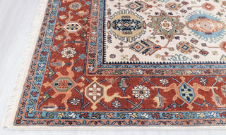 10x14 Ivory Red Floral Persian Style Antique Rug | Bedroom Rug | Hand Knotted Wool Rug, Classic Serapi Rug-7296