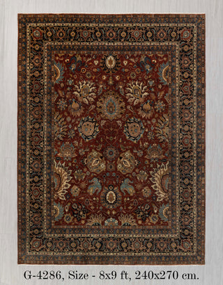 8x9 Red & Navy High Quality Traditional Handknotted Oriental Rug