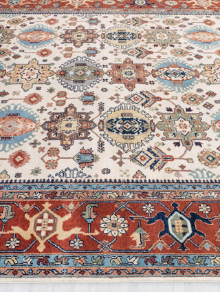 10x14 Ivory Red Floral Persian Style Antique Rug | Bedroom Rug | Hand Knotted Wool Rug, Classic Serapi Rug-7296