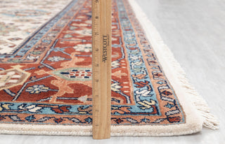 10x14 Ivory Red Floral Persian Style Antique Rug | Bedroom Rug | Hand Knotted Wool Rug, Classic Serapi Rug-7296