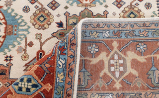 10x14 Ivory Red Floral Persian Style Antique Rug | Bedroom Rug | Hand Knotted Wool Rug, Classic Serapi Rug-7296