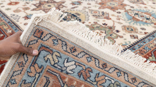 10x14 Ivory Red Floral Persian Style Antique Rug | Bedroom Rug | Hand Knotted Wool Rug, Classic Serapi Rug-7296
