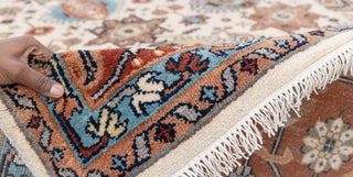 10x14 Ivory Red Floral Persian Style Antique Rug | Bedroom Rug | Hand Knotted Wool Rug, Classic Serapi Rug-7296