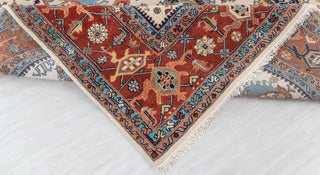 10x14 Ivory Red Floral Persian Style Antique Rug | Bedroom Rug | Hand Knotted Wool Rug, Classic Serapi Rug-7296