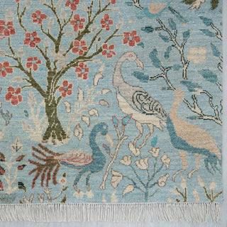 12x15 Blue Birds Peacock Garden Hand Knotted Rug