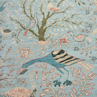 12x15 Blue Birds Peacock Garden Hand Knotted Rug