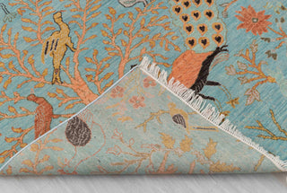 5X7 Turquoise Blue High Perfomance Birds Garden Fine Quality Soft Hand Knotted Wool Rug JC-3380