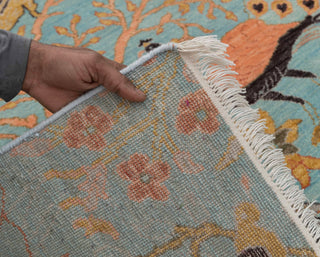 5X7 Turquoise Blue High Perfomance Birds Garden Fine Quality Soft Hand Knotted Wool Rug JC-3380