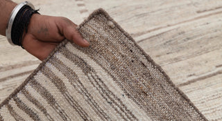 Moroccan Brown Ivory Inspired Rug Soft Wool Beni Ourain Berber Hand Knotted, No Wool Shedding, MRC-17,JC-4663