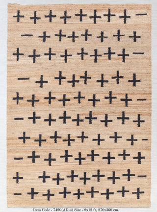Natural Jute Black High Quality Hand Woven Premium Quality Boho Style Rug, Moroccan Nordic Scandinavian Decor Inspired- AD-4