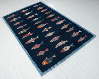 Marina Hand Knotted Fish Pattern Wool Rug