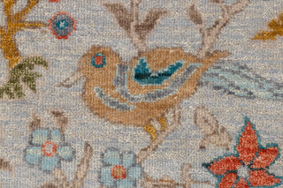 3x5 Light Blue Grey Modern Birds Scene Oushak Soft Hand Knotted Hand Spun Wool Rug JC-7514