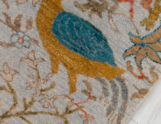 3x5 Light Blue Grey Modern Birds Scene Oushak Soft Hand Knotted Hand Spun Wool Rug JC-7514
