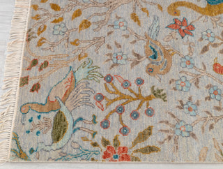 3x5 Light Blue Grey Modern Birds Scene Oushak Soft Hand Knotted Hand Spun Wool Rug JC-7514