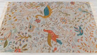 3x5 Light Blue Grey Modern Birds Scene Oushak Soft Hand Knotted Hand Spun Wool Rug JC-7514