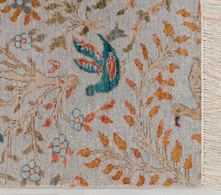 3x5 Light Blue Grey Modern Birds Scene Oushak Soft Hand Knotted Hand Spun Wool Rug JC-7514