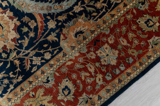 Navy Red Antique Kerman Sickle Leaf Classic Persian Reproduction High Quality Hand Knotted 100% Wool Rug,G-3734