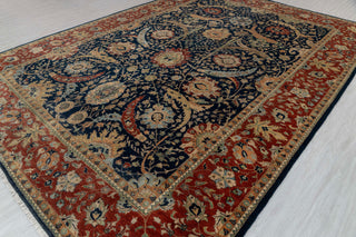 Navy Red Antique Kerman Sickle Leaf Classic Persian Reproduction High Quality Hand Knotted 100% Wool Rug,G-3734