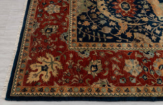 Navy Red Antique Kerman Sickle Leaf Classic Persian Reproduction High Quality Hand Knotted 100% Wool Rug,G-3734