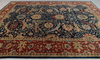 Navy Red Antique Kerman Sickle Leaf Classic Persian Reproduction High Quality Hand Knotted 100% Wool Rug,G-3734
