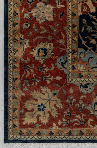 Navy Red Antique Kerman Sickle Leaf Classic Persian Reproduction High Quality Hand Knotted 100% Wool Rug,G-3734