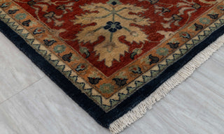 Navy Red Antique Kerman Sickle Leaf Classic Persian Reproduction High Quality Hand Knotted 100% Wool Rug,G-3734