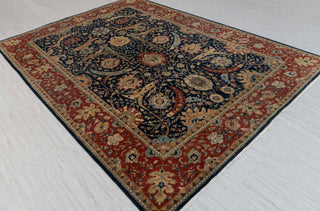 Navy Red Antique Kerman Sickle Leaf Classic Persian Reproduction High Quality Hand Knotted 100% Wool Rug,G-3734