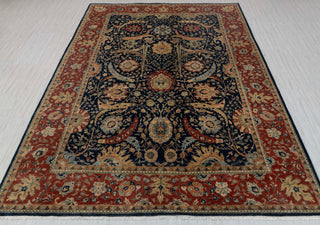 Navy Red Antique Kerman Sickle Leaf Classic Persian Reproduction High Quality Hand Knotted 100% Wool Rug,G-3734