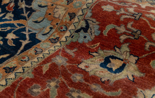 Navy Red Antique Kerman Sickle Leaf Classic Persian Reproduction High Quality Hand Knotted 100% Wool Rug,G-3734