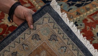 Navy Red Antique Kerman Sickle Leaf Classic Persian Reproduction High Quality Hand Knotted 100% Wool Rug,G-3734