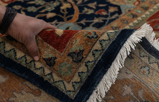 Navy Red Antique Kerman Sickle Leaf Classic Persian Reproduction High Quality Hand Knotted 100% Wool Rug,G-3734