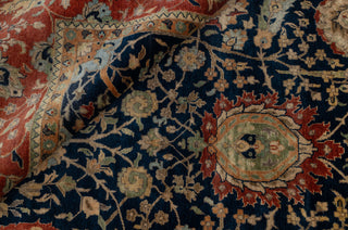 Navy Red Antique Kerman Sickle Leaf Classic Persian Reproduction High Quality Hand Knotted 100% Wool Rug,G-3734