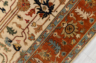 Beige Cream Rust Serapi Persian Retro High Quality Hand Knotted 100% Wool Rug, Rug 9625